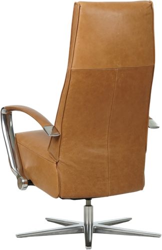 Leren relaxfauteuil Idol met geintegreerd voetenbank - Vintage Leer Cognac - Medium - Frame chroom - Stervoet chroom-3