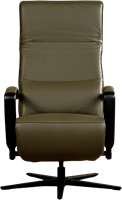 Leren relaxfauteuil Matrix met geintegreerd voetenbank - Massif Leer Olive - Large - Frame mat zwart - Stervoet mat zwart-2