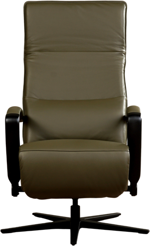 Leren relaxfauteuil Matrix met geintegreerd voetenbank - Massif Leer Olive - Large - Frame mat zwart - Stervoet mat zwart-2