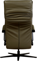 Leren relaxfauteuil Matrix met geintegreerd voetenbank - Massif Leer Olive - Large - Frame mat zwart - Stervoet mat zwart-3
