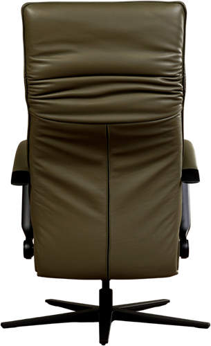 Leren relaxfauteuil Matrix met geintegreerd voetenbank - Massif Leer Olive - Large - Frame mat zwart - Stervoet mat zwart-3