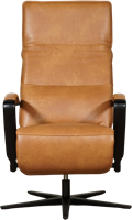 Leren relaxfauteuil Matrix met geintegreerd voetenbank - Granada leer Sahara - Medium - Frame mat zwart - Stervoet mat zwart-2