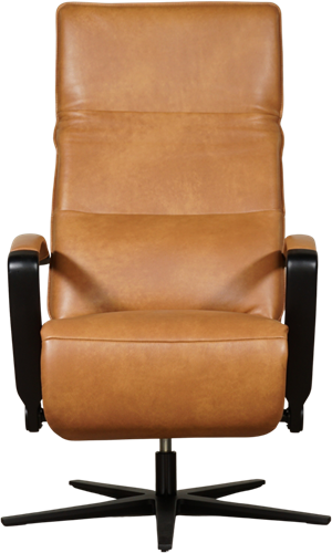 Leren relaxfauteuil Matrix met geintegreerd voetenbank - Granada leer Sahara - Medium - Frame mat zwart - Stervoet mat zwart-2