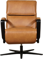 Leren relaxfauteuil Matrix met geintegreerd voetenbank - Granada leer Sahara - Medium - Frame mat zwart - Stervoet mat zwart-3