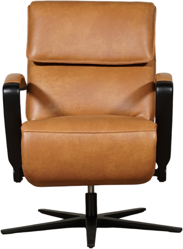 Leren relaxfauteuil Matrix met geintegreerd voetenbank - Granada leer Sahara - Medium - Frame mat zwart - Stervoet mat zwart-3