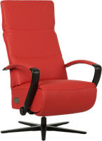 Leren relaxfauteuil Matrix - Elektrisch - Toledo Ferrari (felrood) - Maat, large - Stervoet mat zwart