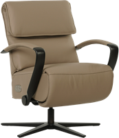 Leren relaxfauteuil Matrix - Elektrisch - Toledo Mocca (taupe/bruin) - Maat, small - Stervoet mat zwart-2