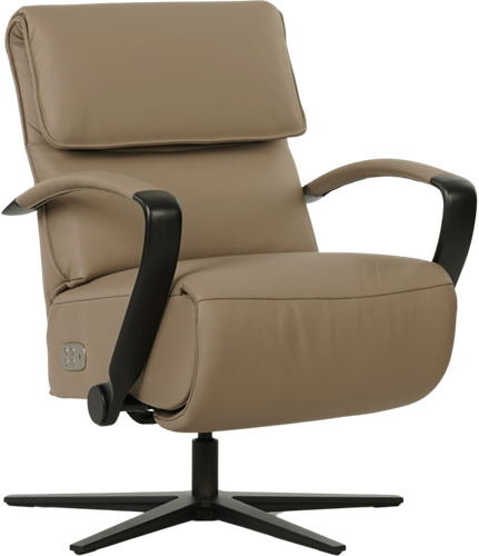 Leren relaxfauteuil Matrix - Elektrisch - Toledo Mocca (taupe/bruin) - Maat, small - Stervoet mat zwart-2