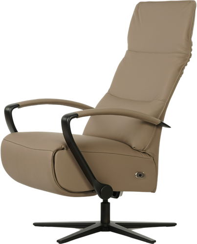 Leren relaxfauteuil Matrix - Elektrisch - Toledo Mocca (taupe/bruin) - Maat, small - Stervoet mat zwart-3