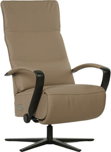 Leren relaxfauteuil Matrix - Elektrisch - Toledo Mocca (taupe/bruin) - Maat, large - Stervoet mat zwart