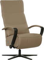 Leren relaxfauteuil Matrix - Elektrisch - Toledo Mocca (taupe/bruin) - Maat, small - Stervoet mat zwart