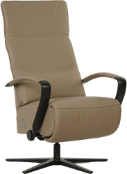 Leren relaxfauteuil Matrix - Elektrisch - Toledo Mocca (taupe/bruin) - Maat, small - Stervoet mat zwart