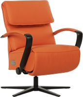 Leren relaxfauteuil Matrix - Elektrisch - Toledo Orange (oranje) - Maat, medium - Stervoet mat zwart-2