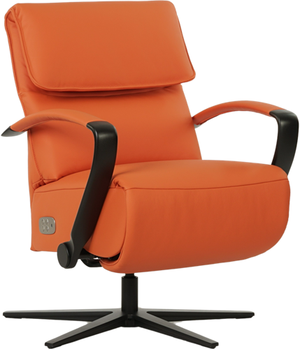 Leren relaxfauteuil Matrix - Elektrisch - Toledo Orange (oranje) - Maat, medium - Stervoet mat zwart-2