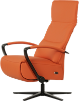 Leren relaxfauteuil Matrix - Elektrisch - Toledo Orange (oranje) - Maat, medium - Stervoet mat zwart-3
