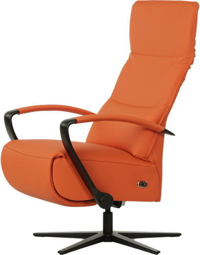 Leren relaxfauteuil Matrix - Elektrisch - Toledo Orange (oranje) - Maat, medium - Stervoet mat zwart-3
