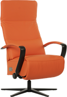 Leren relaxfauteuil Matrix - Elektrisch - Toledo Orange (oranje) - Maat, large - Stervoet mat zwart