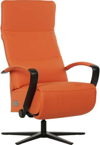 Leren relaxfauteuil Matrix - Elektrisch - Toledo Orange (oranje) - Maat, large - Stervoet mat zwart