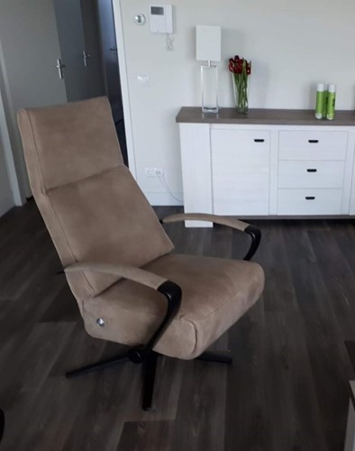 Leren relaxfauteuil met stalen frame - bruin leer