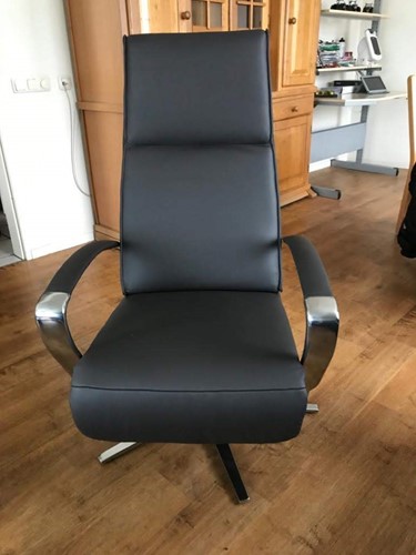 Leren relaxfauteuil met stalen frame - bruin leer