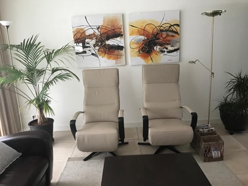 Set van 2 leren relaxfauteuils met stalen frame - bruin leer