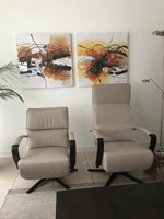Set van 2 leren relaxfauteuils met stalen frame - bruin leer-2