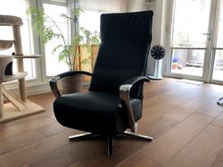 Leren relaxfauteuil met stalen frame - zwart leer