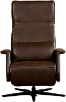 Leren relaxfauteuil Mojo met geintegreerd voetenbank - Granada leer Chocolate - Small - Stervoet mat zwart-2
