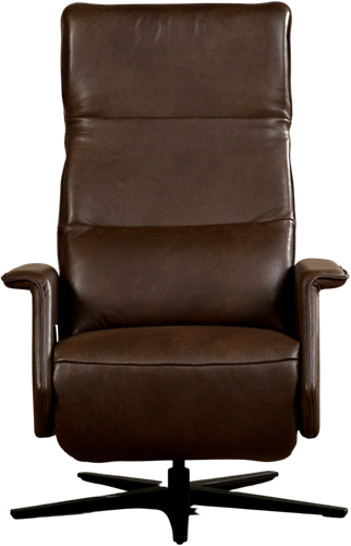 Leren relaxfauteuil Mojo met geintegreerd voetenbank - Granada leer Chocolate - Small - Stervoet mat zwart-2