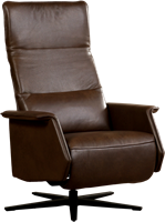 Leren relaxfauteuil Mojo met geintegreerd voetenbank - Toledo Leer Nebbia - Medium - Stervoet mat zwart