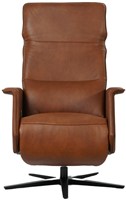 Leren relaxfauteuil Mojo met geintegreerd voetenbank - Granada leer Savannah - Medium - Stervoet mat zwart-2