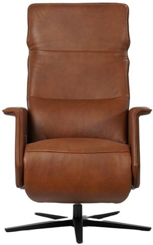 Leren relaxfauteuil Mojo met geintegreerd voetenbank - Granada leer Savannah - Medium - Stervoet mat zwart-2
