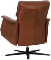 Leren relaxfauteuil Mojo met geintegreerd voetenbank - Granada leer Savannah - Medium - Stervoet mat zwart-3