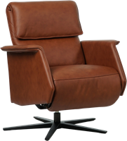 Leren relaxfauteuil Mojo met geintegreerd voetenbank - Massif Leer Armagnac - Medium - Stervoet mat zwart-2