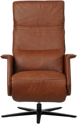 Leren relaxfauteuil Mojo met geintegreerd voetenbank - Massif Leer Armagnac - Small - Stervoet mat zwart-3
