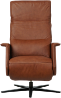 Leren relaxfauteuil Mojo met geintegreerd voetenbank - Massif Leer Armagnac - Large - Stervoet mat zwart-3