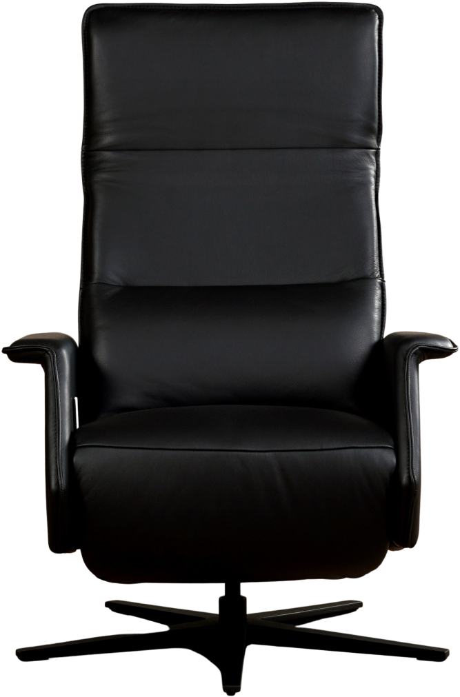 Leren relaxfauteuil Mojo geintegreerd voetenbank - Massif Leer Nero - Medium - Stervoet mat zwart ShopX