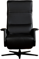 Leren relaxfauteuil Mojo met geintegreerd voetenbank - Massif Leer Nero - Small - Stervoet mat zwart-2