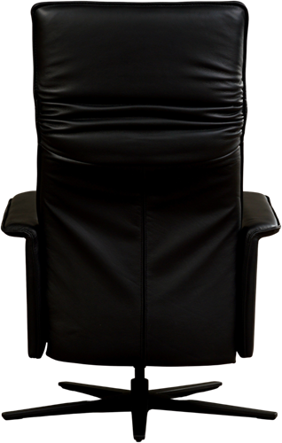 Leren relaxfauteuil Mojo met geintegreerd voetenbank - Massif Leer Nero - Small - Stervoet mat zwart-3