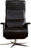 Leren relaxfauteuil Mojo met geintegreerd voetenbank - Massif Leer Marron - Medium - Stervoet geborsteld RVS-2