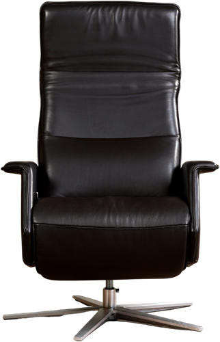 Leren relaxfauteuil Mojo met geintegreerd voetenbank - Massif Leer Marron - Small - Stervoet geborsteld RVS-2
