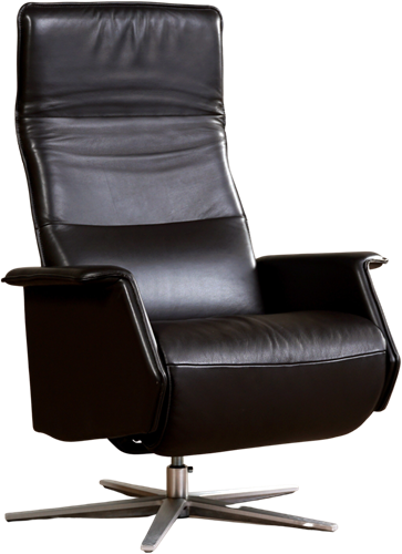 Leren relaxfauteuil Mojo met geintegreerd voetenbank - Massif Leer Marron - Small - Stervoet geborsteld RVS
