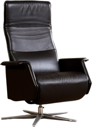 Leren relaxfauteuil Mojo met geintegreerd voetenbank - Massif Leer Marron - Large - Stervoet geborsteld RVS