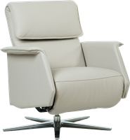 Leren relaxfauteuil Mojo met geintegreerd voetenbank - Toledo leer Misty - Maat, medium - Stervoet chroom-2