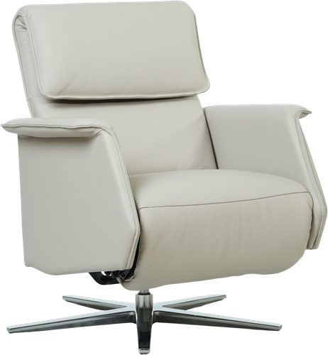 Leren relaxfauteuil Mojo met geintegreerd voetenbank - Toledo leer Misty - Maat, medium - Stervoet chroom-2