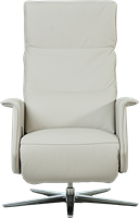 Leren relaxfauteuil Mojo met geintegreerd voetenbank - Toledo leer Misty - Maat, medium - Stervoet chroom-3