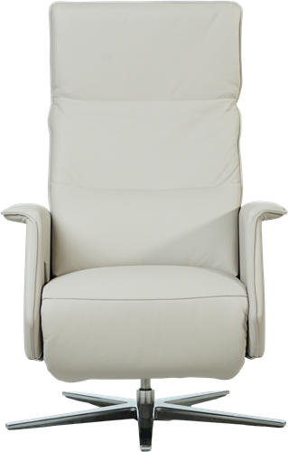 Leren relaxfauteuil Mojo met geintegreerd voetenbank - Toledo leer Misty - Maat, large - Stervoet chroom-3