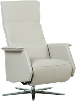 Leren relaxfauteuil Mojo - Elektrisch - Rancho Clay (bruin) - Maat, medium - Stervoet geborsteld RVS