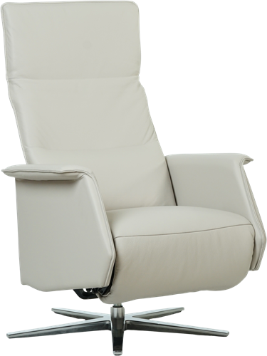 Leren relaxfauteuil Mojo met geintegreerd voetenbank - Toledo leer Misty - Maat, small - Stervoet chroom
