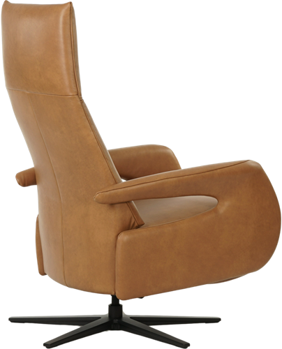 Leren relaxfauteuil Note met geintegreerd voetenbank - Granada leer Sahara - Large - Stervoet mat zwart-2